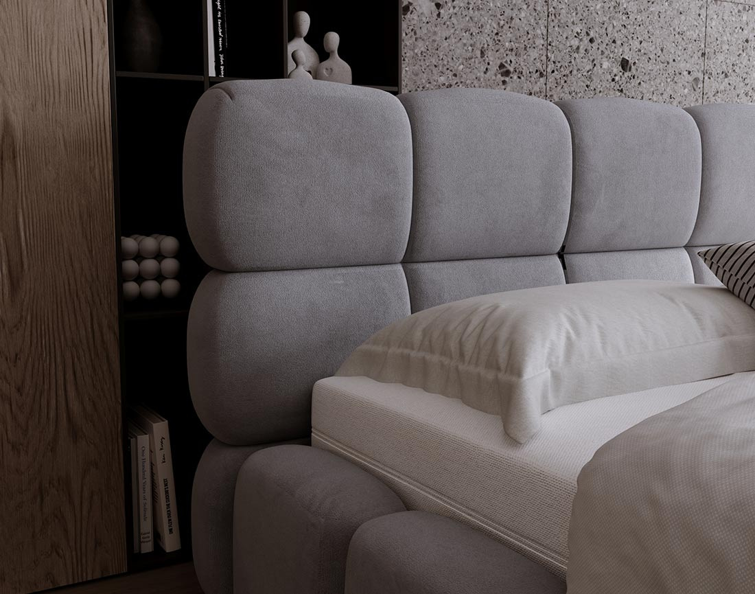 Lit coffre 140x200 cm sommier inclus en velours Mariposa