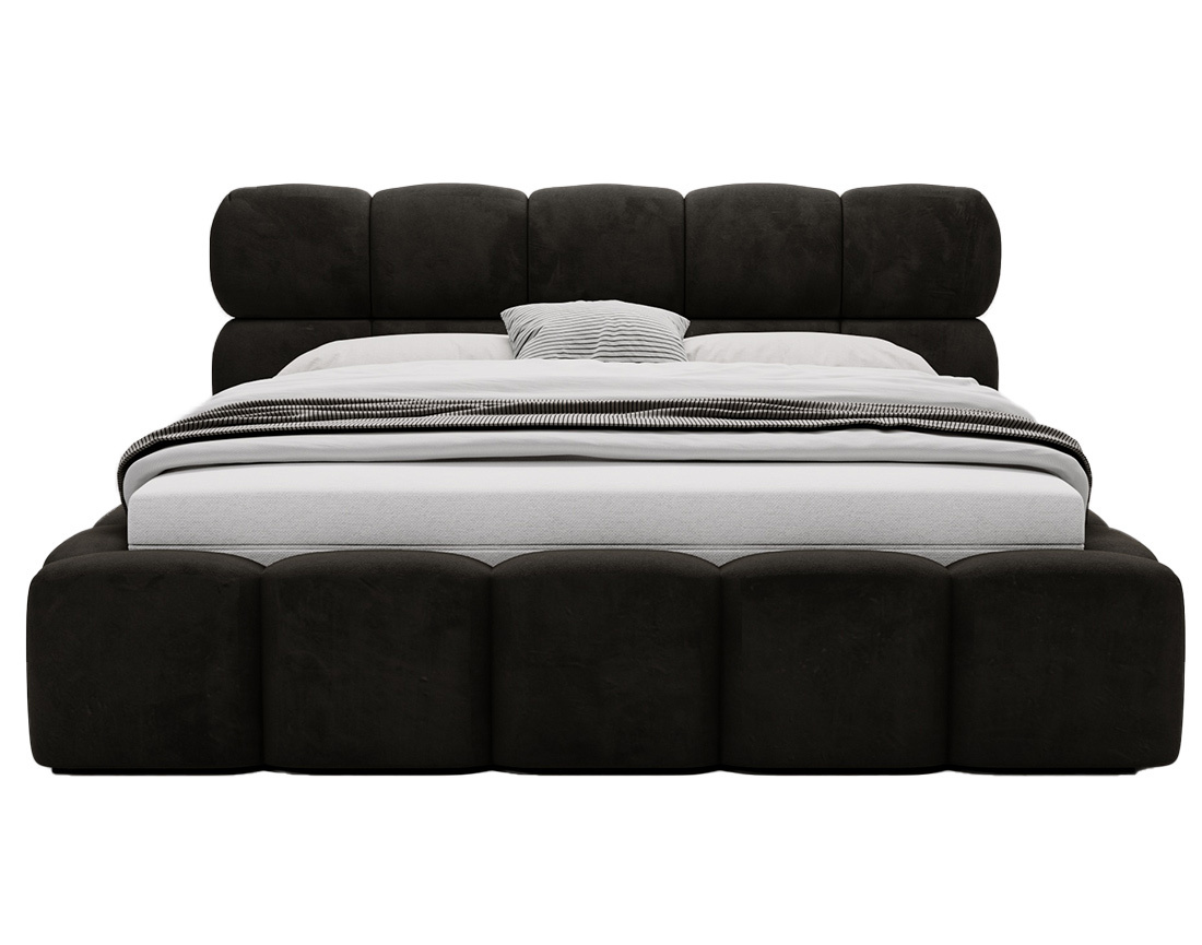 Lit coffre 140x200 cm sommier inclus en velours Mariposa