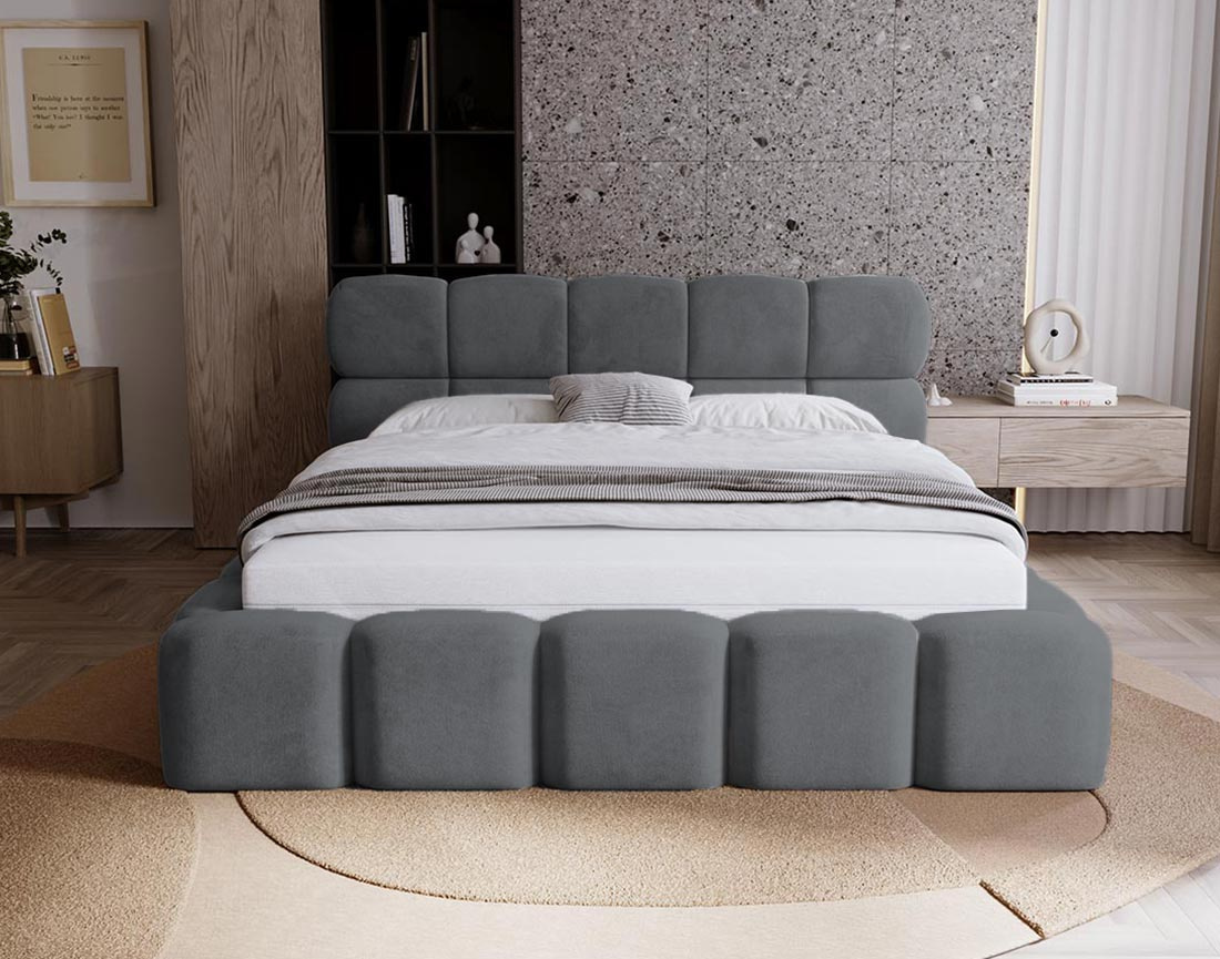 Lit coffre 140x200 cm sommier inclus en velours Mariposa