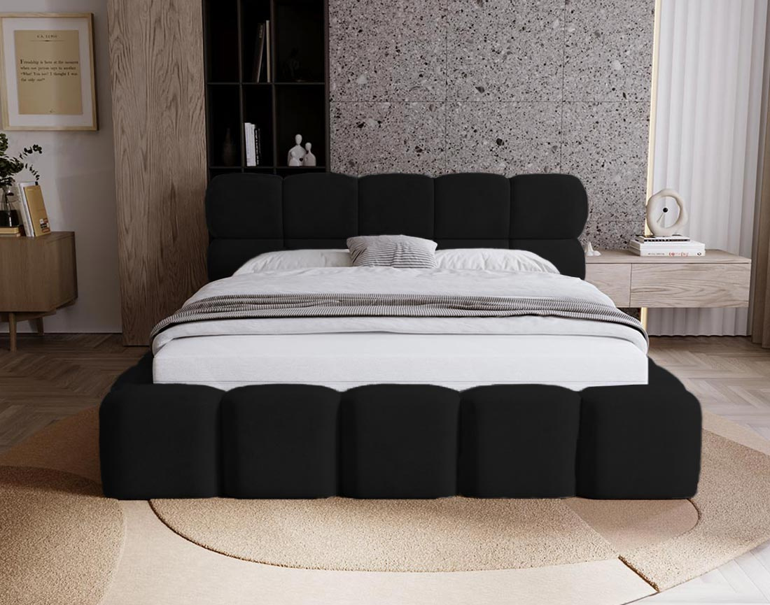 Lit coffre 140x200 cm sommier inclus en velours Mariposa