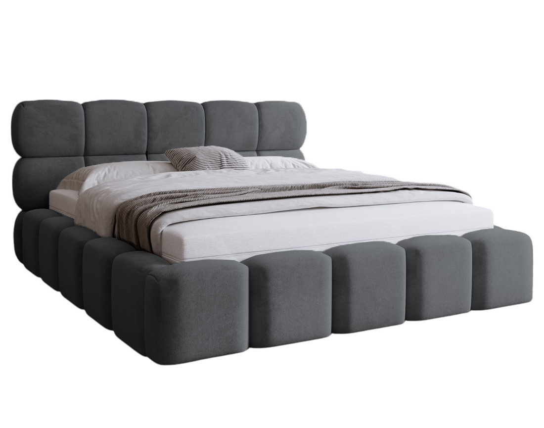 Lit coffre 140x200 cm sommier inclus en velours Mariposa