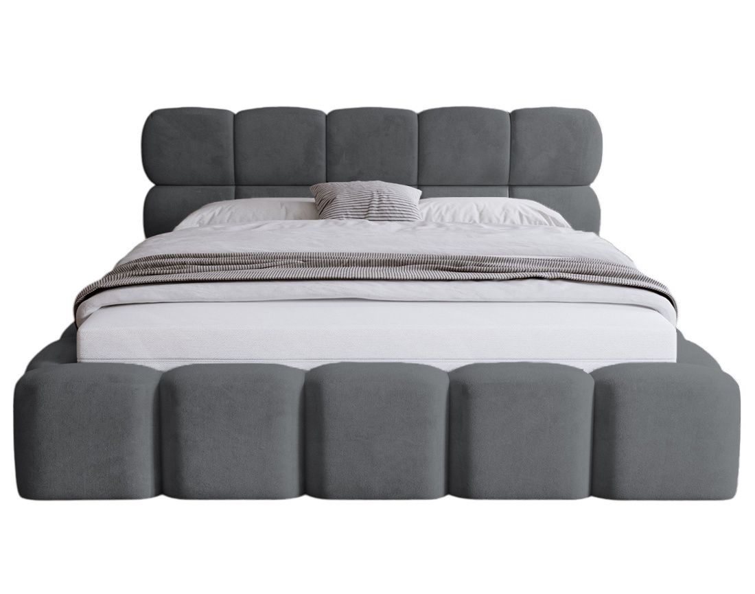 Lit coffre 140x200 cm sommier inclus en velours Mariposa