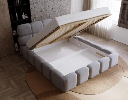 Lit coffre 160x200 cm sommier inclus en velours Mariposa