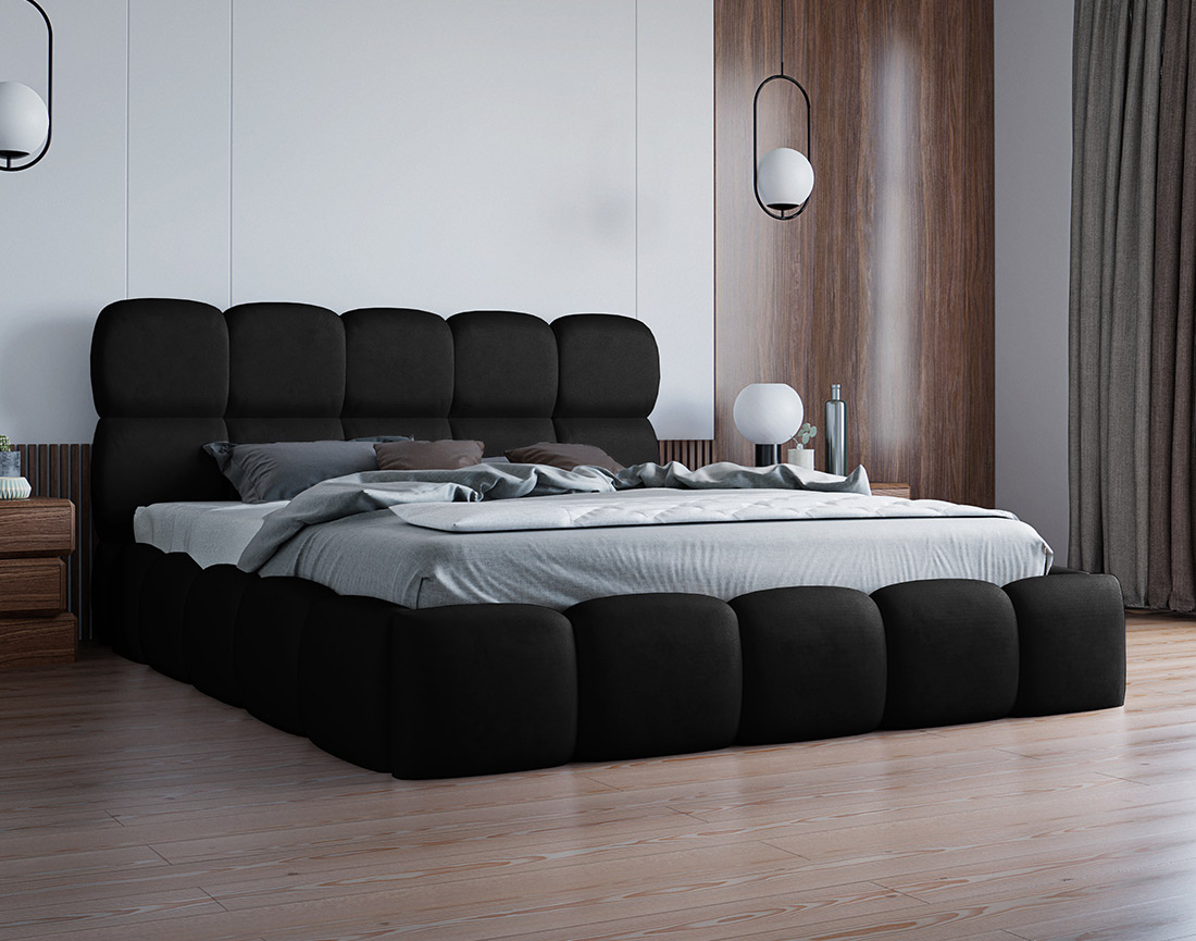 Lit coffre 160x200 cm sommier inclus en velours Mariposa