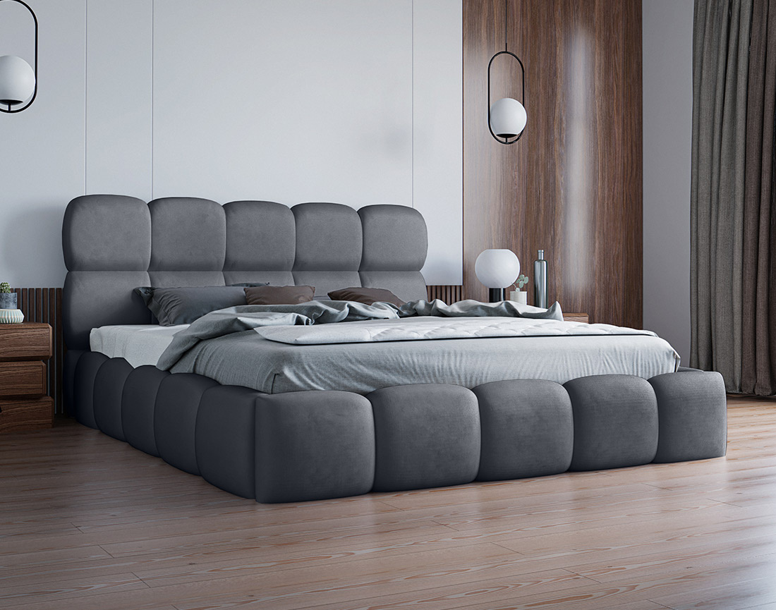 Lit coffre 160x200 cm sommier inclus en velours Mariposa