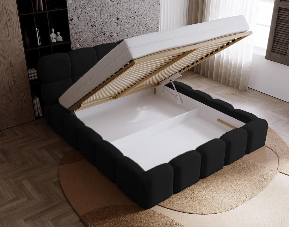 Lit coffre 160x200 cm sommier inclus en velours Mariposa