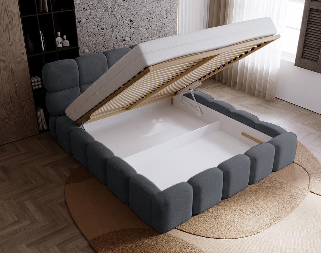 Lit coffre 160x200 cm sommier inclus en velours Mariposa