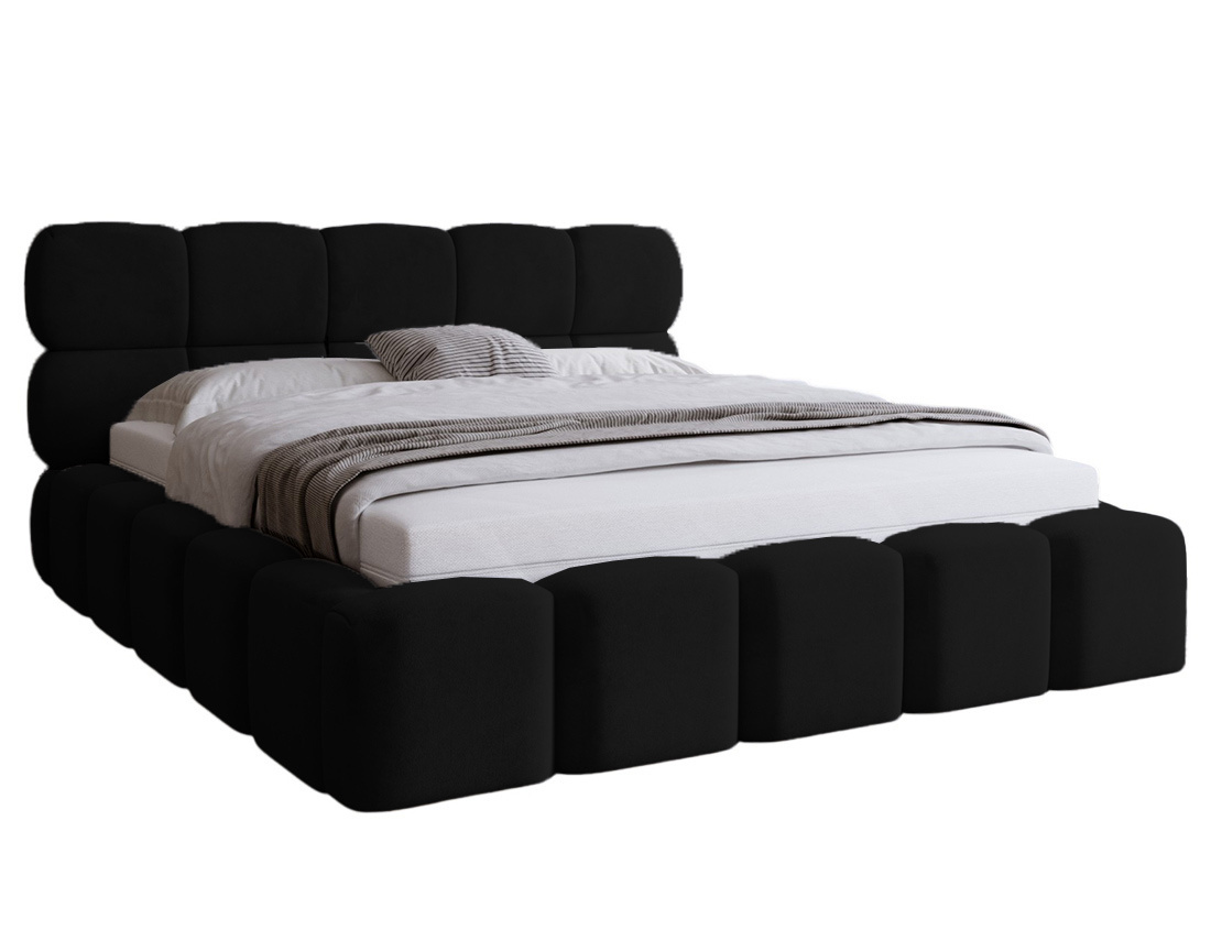Lit coffre 160x200 cm sommier inclus en velours Mariposa