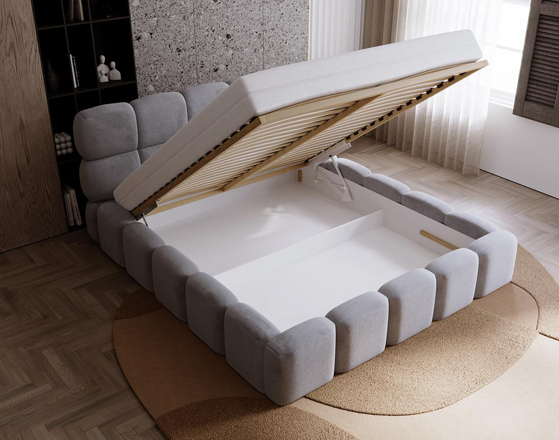 Lit coffre 180x200 cm sommier inclus en velours Mariposa