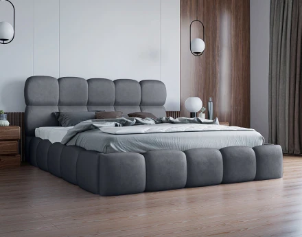 Lit coffre 180x200 cm sommier inclus en velours Mariposa