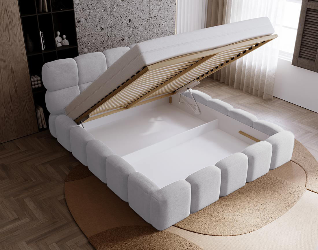 Lit coffre 180x200 cm sommier inclus en velours Mariposa