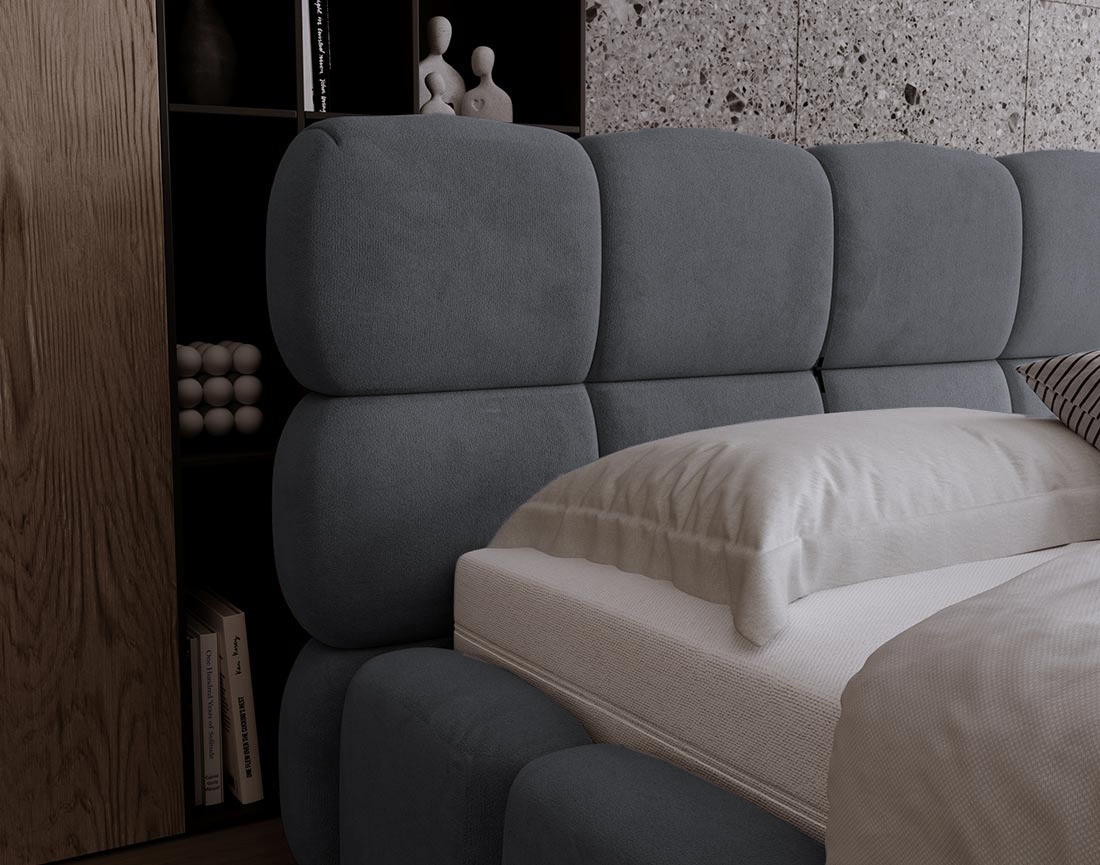 Lit coffre 180x200 cm sommier inclus en velours Mariposa