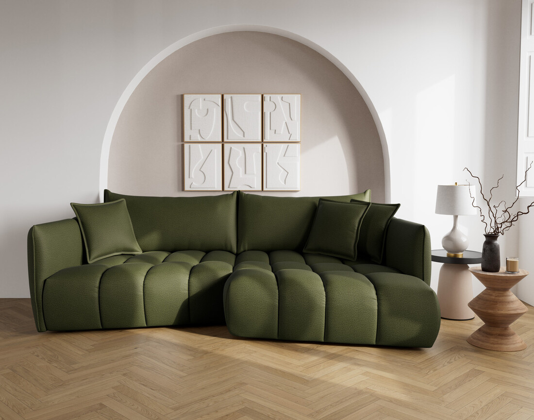 Canapé d'angle droit 4 places en tissu texturé Cassiopee