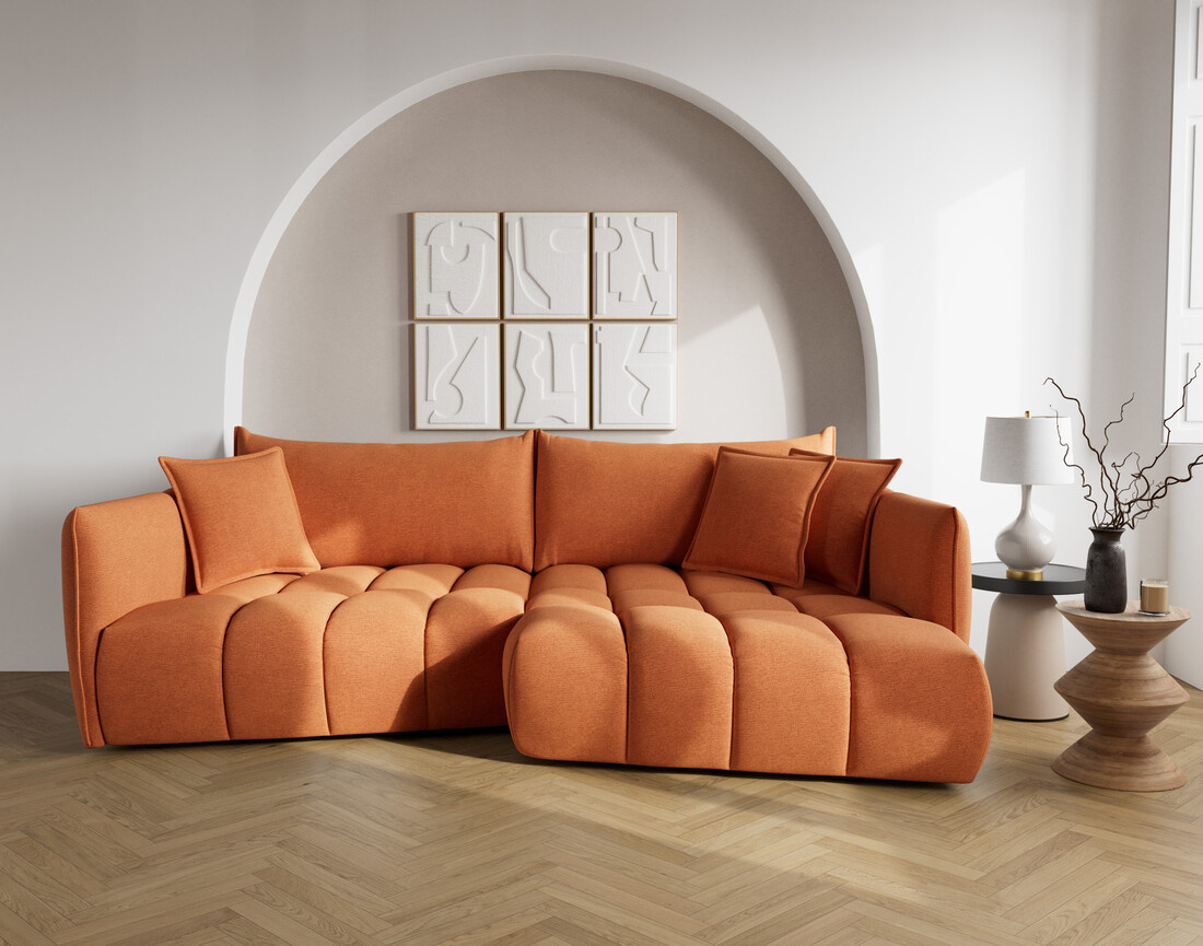 Canapé d'angle droit 4 places en tissu texturé Cassiopee