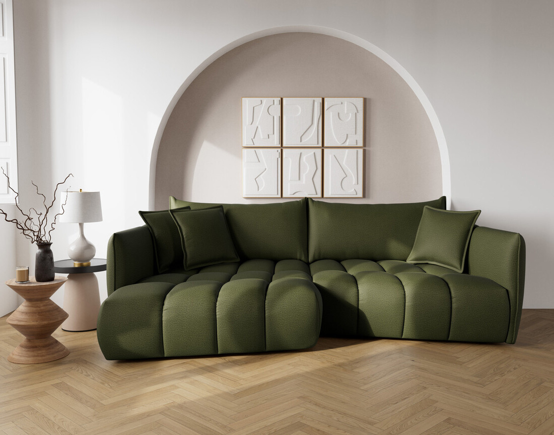 Canapé d'angle gauche 4 places en tissu texturé Cassiopee