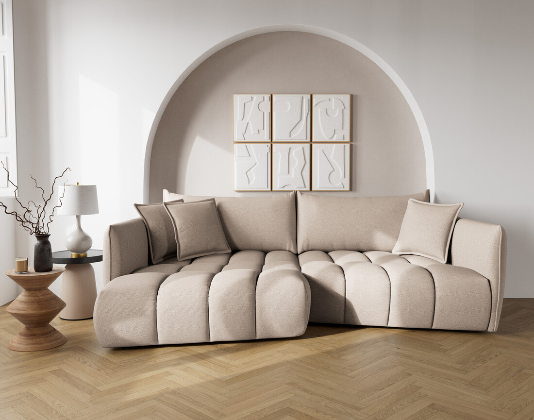 Canapé d'angle gauche 4 places en tissu texturé Cassiopee Canapé d'angle gauche 4 places en tissu texturé Cassiopee