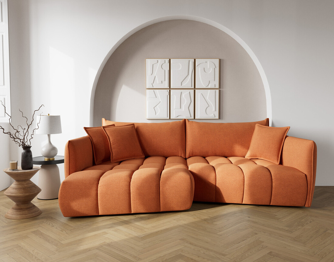 Canapé d'angle gauche 4 places en tissu texturé Cassiopee