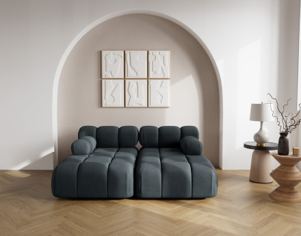 Canapé droit 4 places avec double méridienne assise profonde en velours texturé Ruby