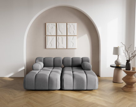 Canapé droit 4 places avec double méridienne assise profonde en velours texturé Ruby