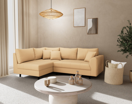 Canapé d'angle gauche 4 places en simili Rune