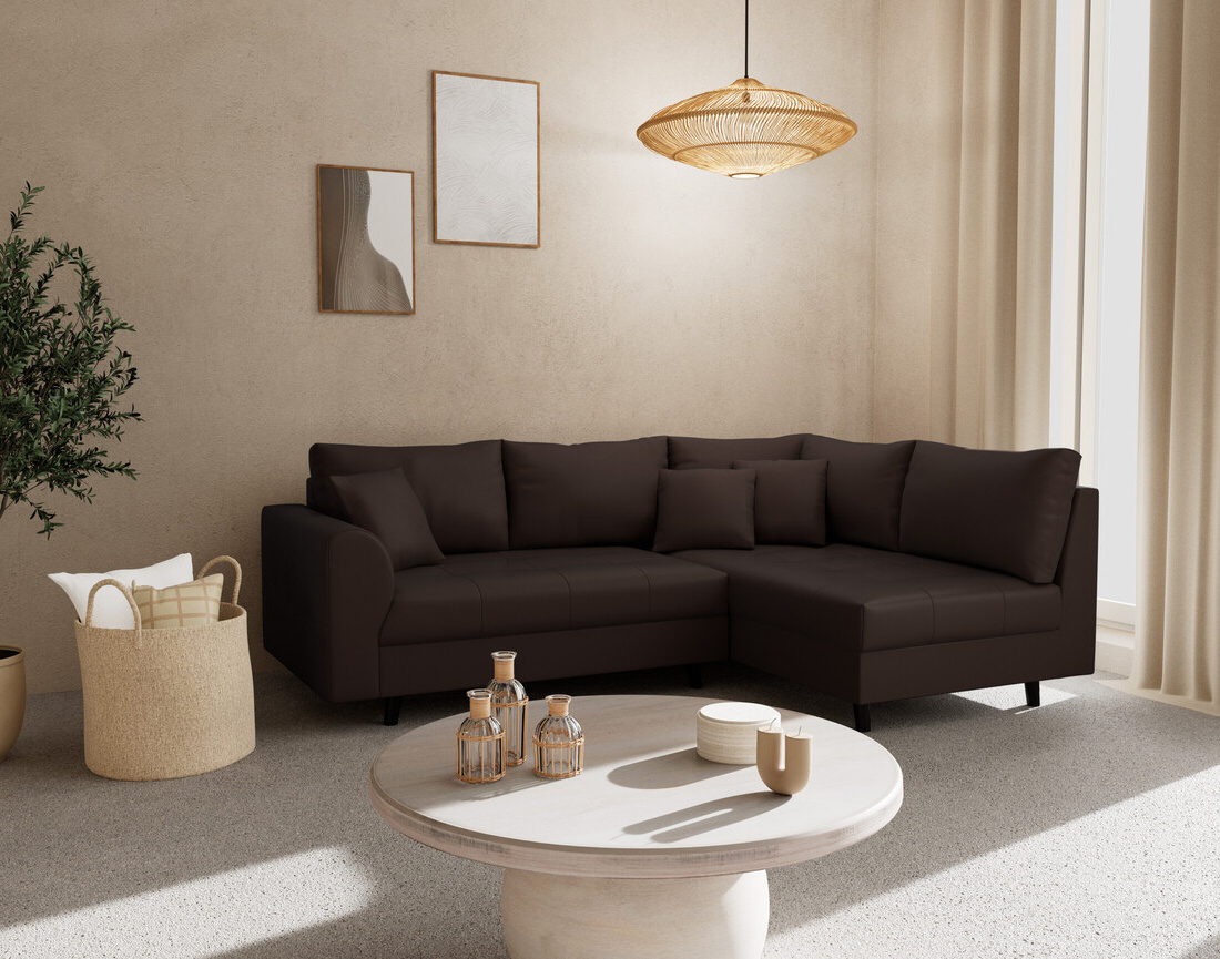 Canapé d'angle droit 4 places en simili Rune