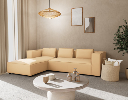 Canapé d'angle gauche 4 places en simili Stella