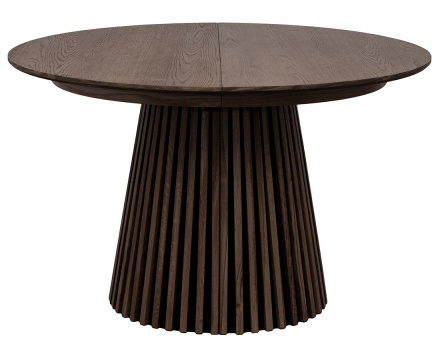 Table à manger ronde extensible bois foncé 4 à 8 personnes Freya