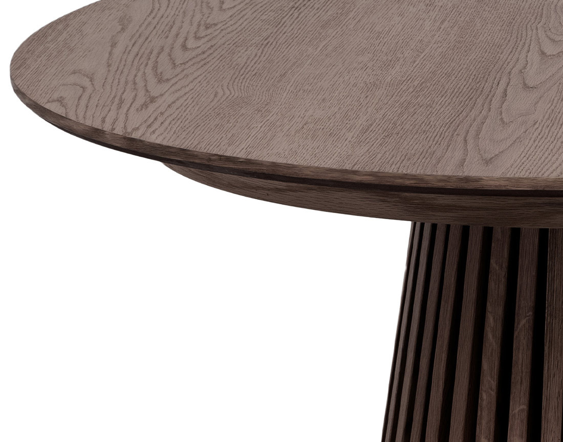 Table à manger ronde extensible bois foncé 4 à 8 personnes Freya