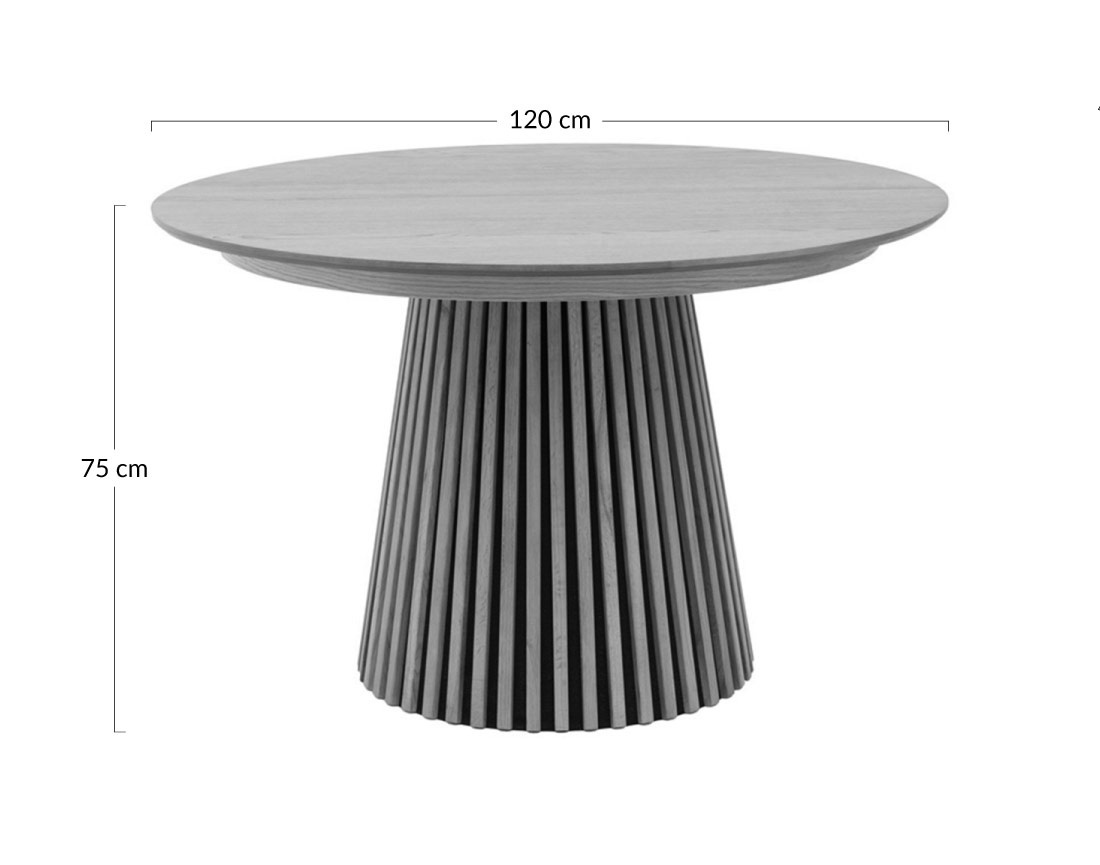 Table à manger ronde extensible bois foncé 4 à 8 personnes Freya