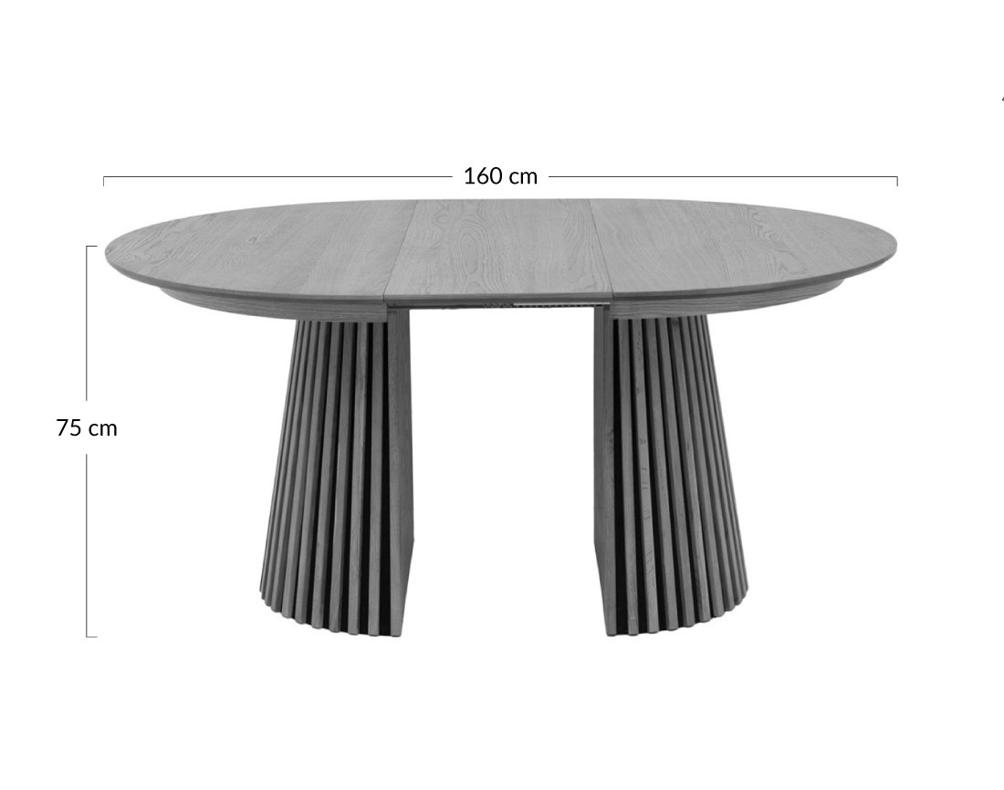 Table à manger ronde extensible bois foncé 4 à 8 personnes Freya