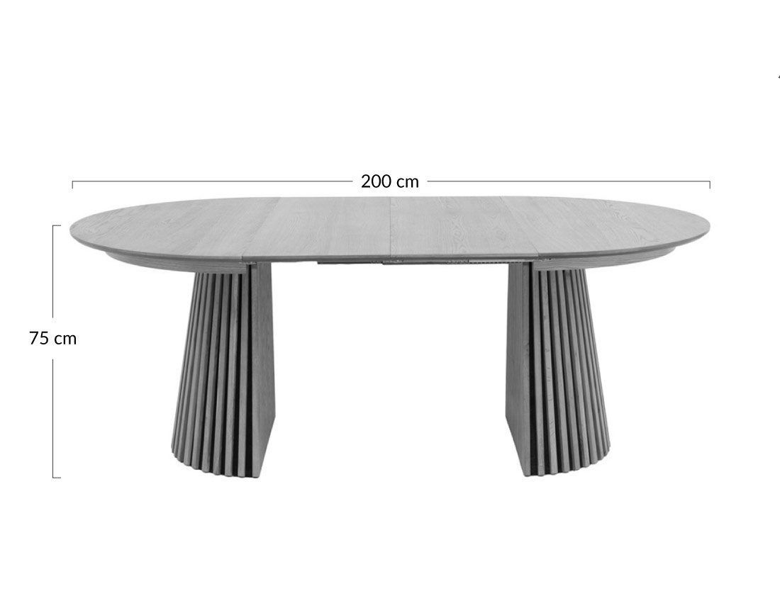 Table à manger ronde extensible bois foncé 4 à 8 personnes Freya