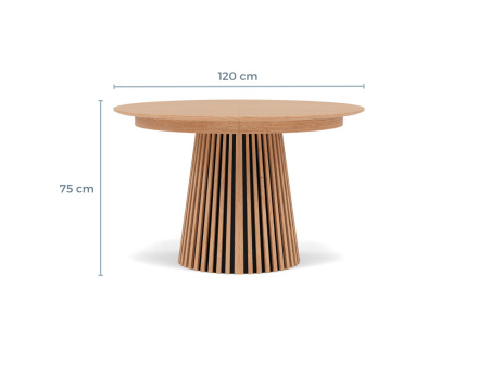 Table à manger ronde extensible bois 4 à 8 personnes Freya