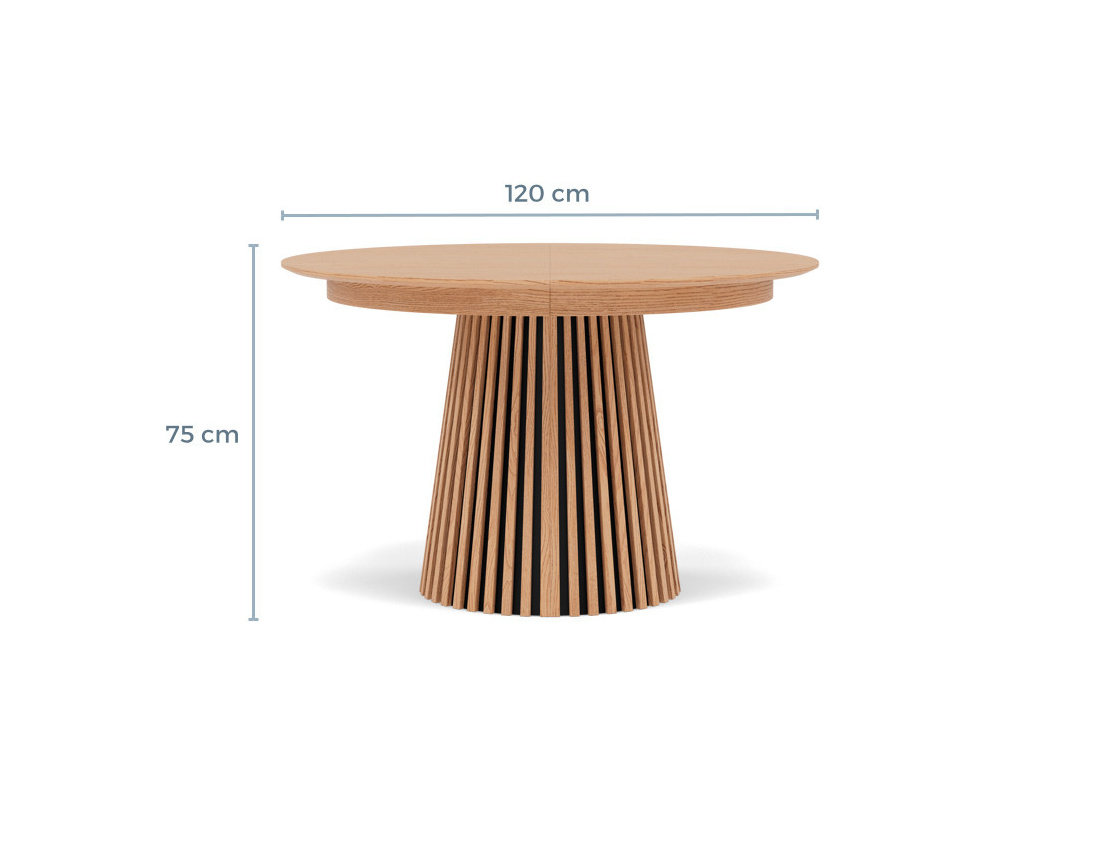 Table à manger ronde extensible bois 4 à 8 personnes Freya