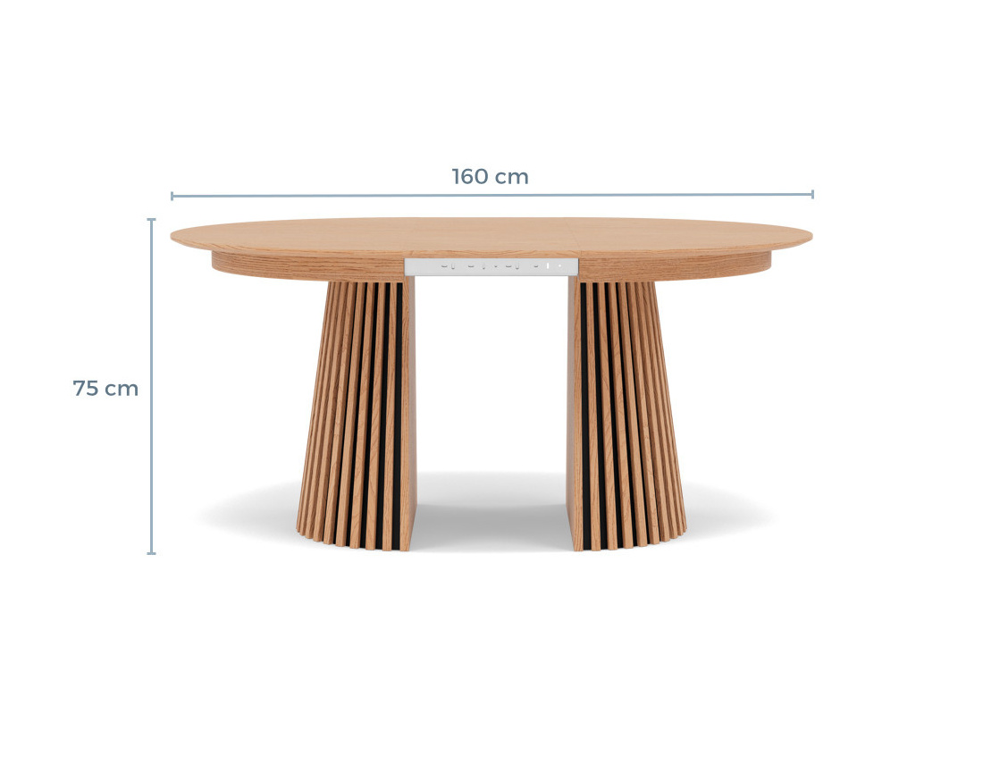 Table à manger ronde extensible bois 4 à 8 personnes Freya