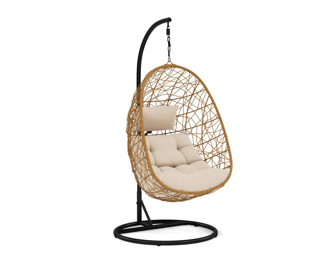 Fauteuil suspendu 1 place effet rotin naturel Leila