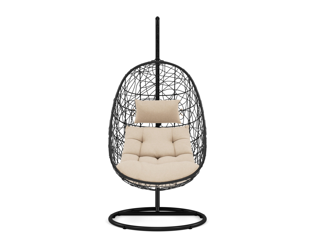 Fauteuil suspendu 1 place effet rotin noir Leila