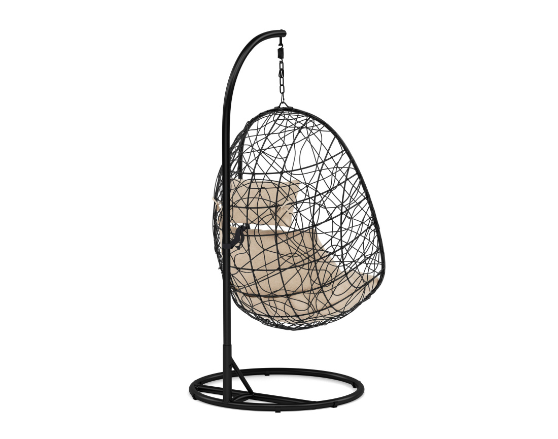 Fauteuil suspendu 1 place effet rotin noir Leila