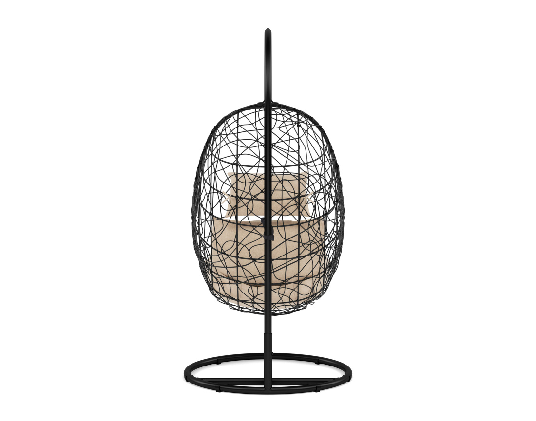 Fauteuil suspendu 1 place effet rotin noir Leila