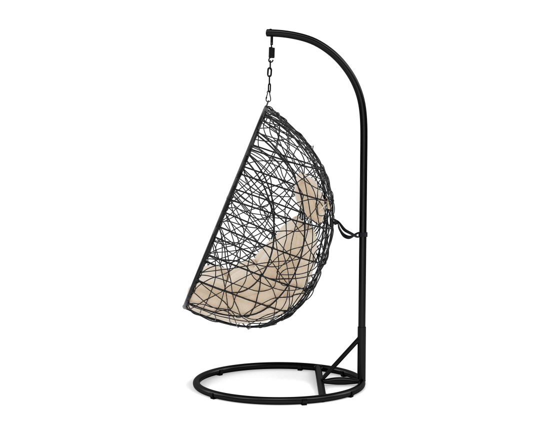 Fauteuil suspendu 1 place effet rotin noir Leila