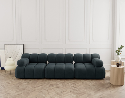 Canapé droit modulable 3 places en velours texturé Ruby