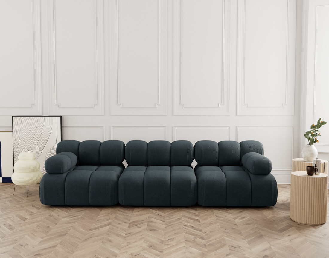 Canapé droit modulable 3 places en velours texturé Ruby Canapé droit modulable 3 places en velours texturé Ruby