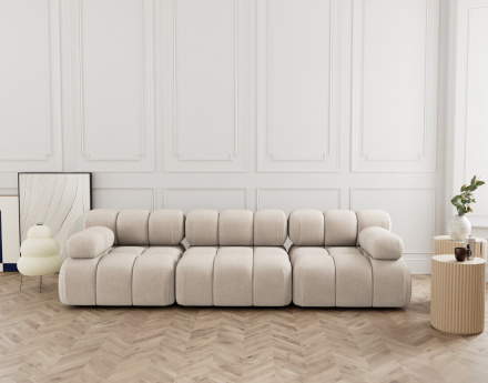 Canapé droit modulable 3 places en velours texturé Ruby