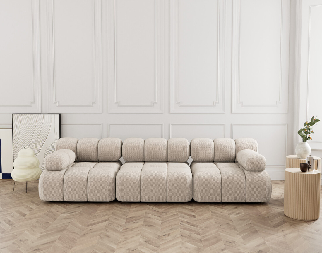 Canapé droit modulable 3 places en velours texturé Ruby