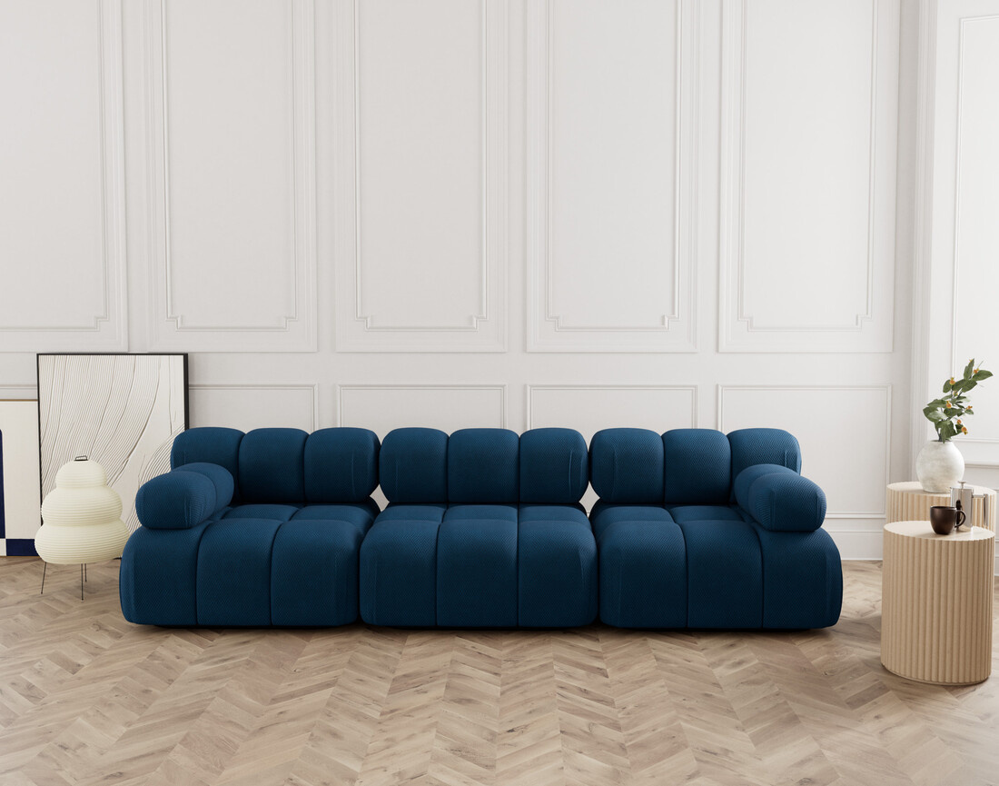 Canapé droit modulable 3 places en velours texturé Ruby