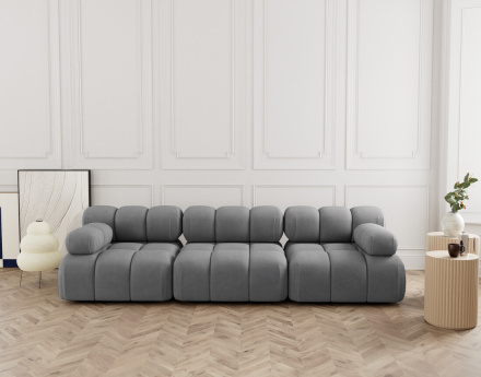 Canapé droit modulable 3 places en velours texturé Ruby