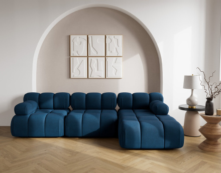 Canapé modulable d'angle droit 4 places en velours texturé Ruby