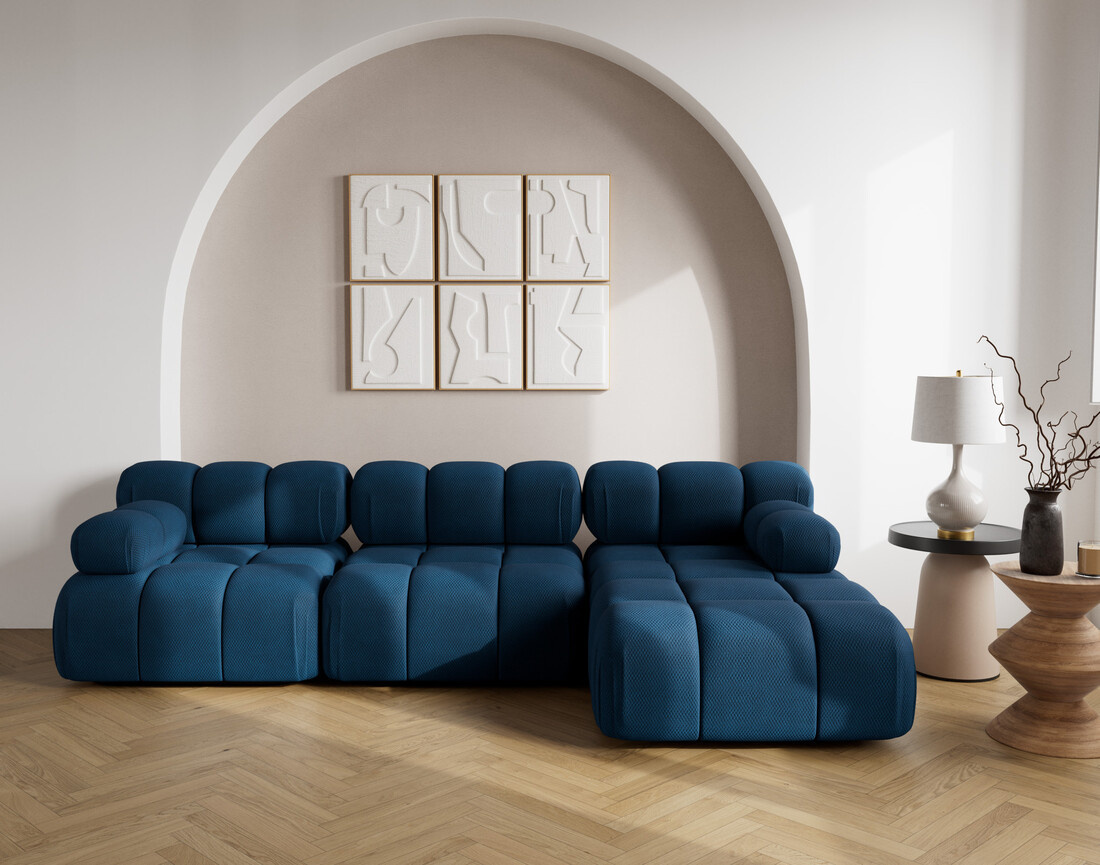 Canapé modulable d'angle droit 4 places en velours texturé Ruby