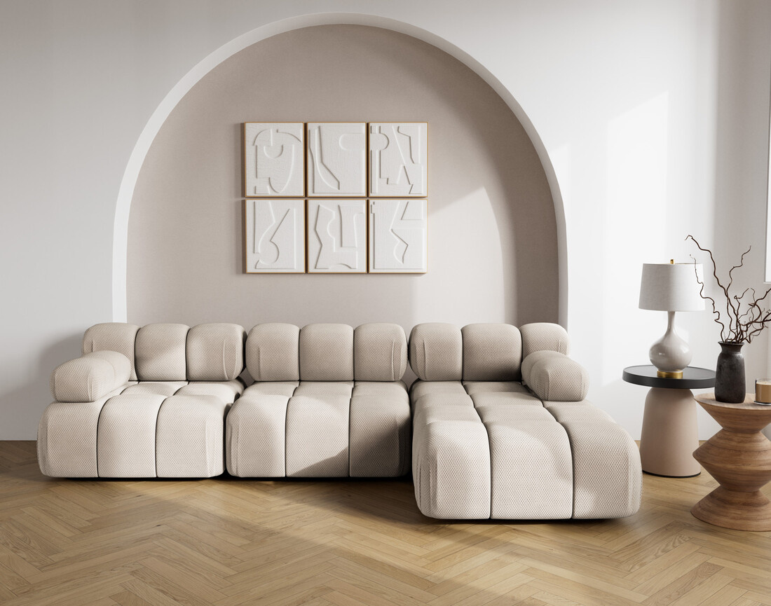 Canapé modulable d'angle droit 4 places en velours texturé Ruby Canapé modulable d'angle droit 4 places en velours texturé Ruby