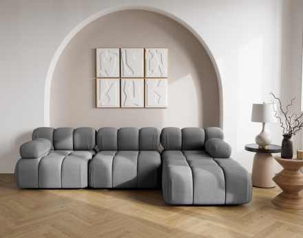 Canapé modulable d'angle droit 4 places en velours texturé Ruby