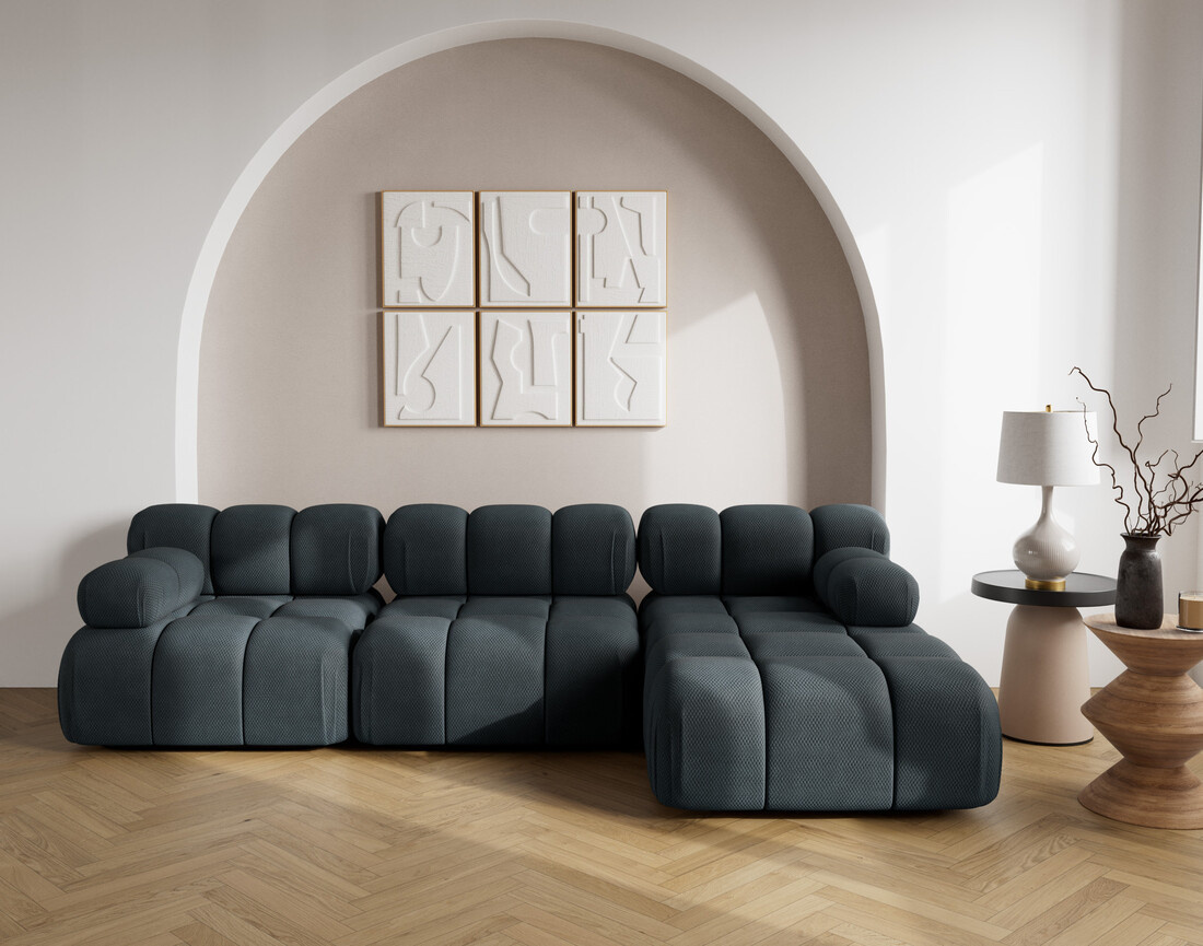 Canapé modulable d'angle droit 4 places en velours texturé Ruby Canapé modulable d'angle droit 4 places en velours texturé Ruby